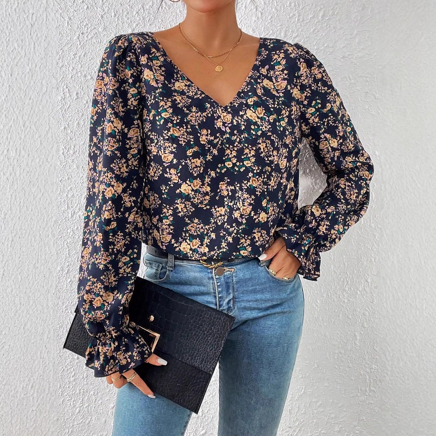 FLOREAL - blusa scollo a V