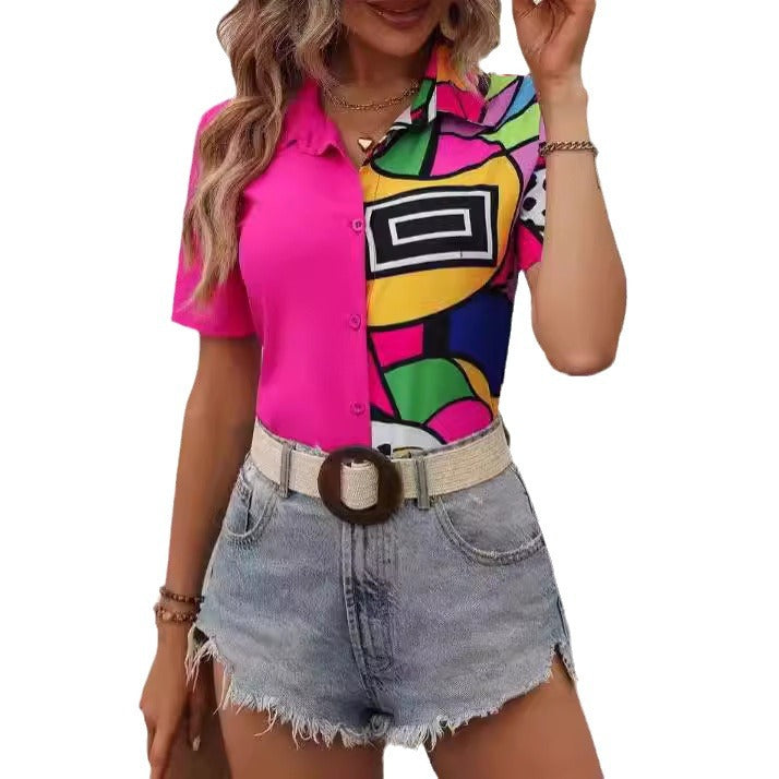 FUCSY - camicia a contrasto colori