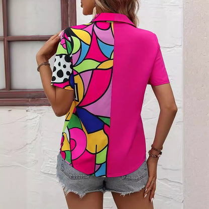 FUCSY - camicia a contrasto colori
