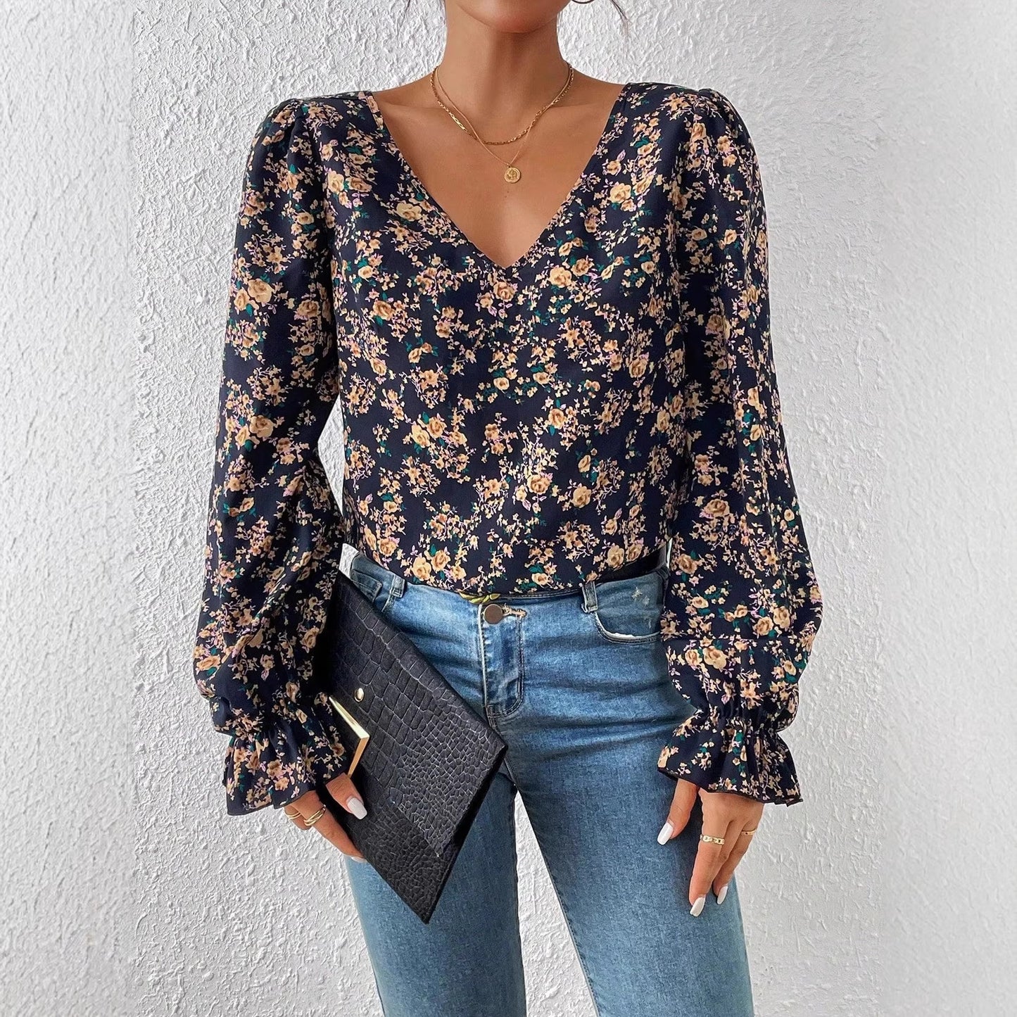 FLOREAL - blusa scollo a V