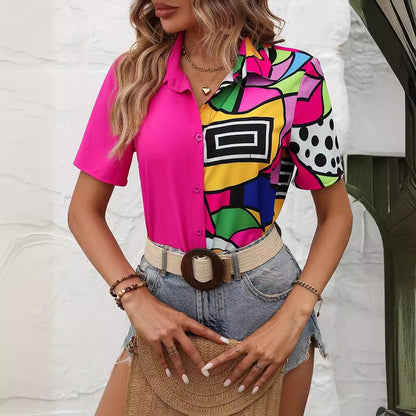 FUCSY - camicia a contrasto colori